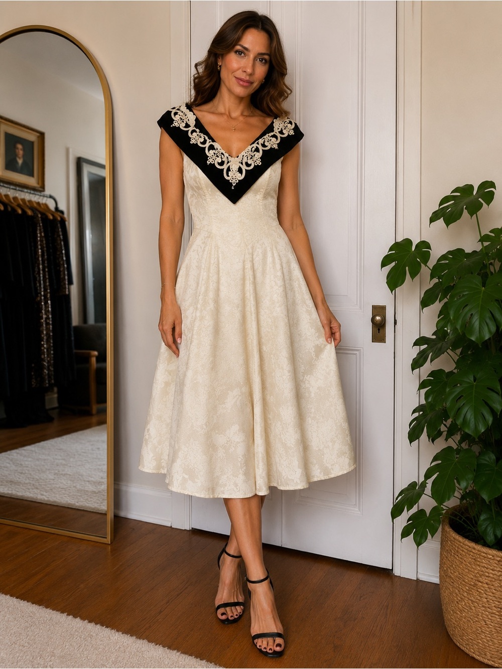 VTG Jessica McClintock Gunne Sax Ivory Dress Size 11